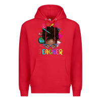 Red teacher afro messy bun Premium Hoodie - texasbilliewilder