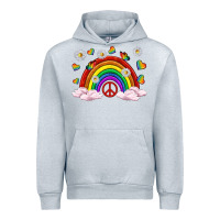 Heather Grey pride rainbow with daisy and butterfly Urban Hoodie - texasbilliewilder
