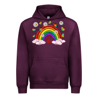 Mauve Wine pride rainbow with daisy and butterfly Urban Hoodie - texasbilliewilder