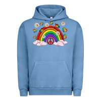 Pigment Pebble Blue pride rainbow with daisy and butterfly Urban Hoodie - texasbilliewilder