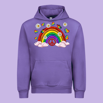 Urban Hoodie pride rainbow with daisy and butterfly