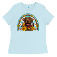 Chocolate Labrador Rainbow Ladies Tee | Teevron