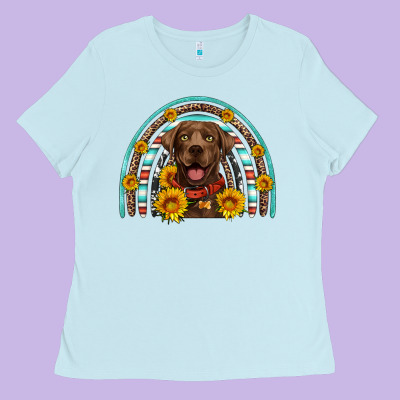 Chocolate Labrador Rainbow Ladies Tee Designed By Artiststas