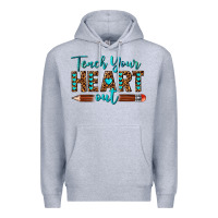 Heather Grey teach your heart out Premium Hoodie - texasbilliewilder