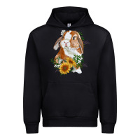Black Bunny With Sunflowers Urban Hoodie - RanaPortraitStore