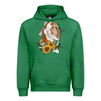 Emerald Bunny With Sunflowers Urban Hoodie - RanaPortraitStore