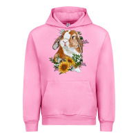 Fuchsia Pink Bunny With Sunflowers Urban Hoodie - RanaPortraitStore