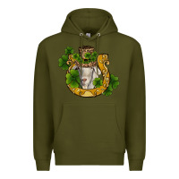 Army Green st patricks day goat horseshoe shamrock Premium Hoodie - RanaPortraitStore