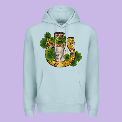 St Patricks Day Goat Horseshoe Shamrock Premium Hoodie Designed By Ranaportraitstore