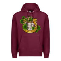 Burgundy st patricks day goat horseshoe shamrock Premium Hoodie - RanaPortraitStore
