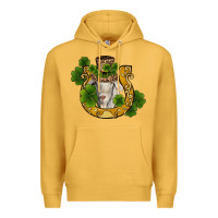 Mustard st patricks day goat horseshoe shamrock Premium Hoodie - RanaPortraitStore