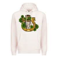 Pale Pink st patricks day goat horseshoe shamrock Premium Hoodie - RanaPortraitStore