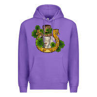 Purple st patricks day goat horseshoe shamrock Premium Hoodie - RanaPortraitStore