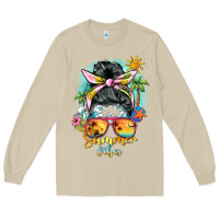 Mushroom summer vibes messy bun Long Sleeve Tee - BarkalooDesign