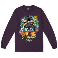 Plum summer vibes messy bun Long Sleeve Tee - BarkalooDesign