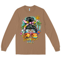 Toasted Coconut summer vibes messy bun Long Sleeve Tee - BarkalooDesign