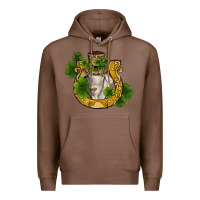 Chestnut st patricks day goat horseshoe shamrock Premium Hoodie - RanaPortraitStore