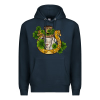 Navy st patricks day goat horseshoe shamrock Premium Hoodie - RanaPortraitStore