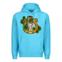 Ocean Blue st patricks day goat horseshoe shamrock Premium Hoodie - RanaPortraitStore