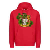 Red st patricks day goat horseshoe shamrock Premium Hoodie - RanaPortraitStore