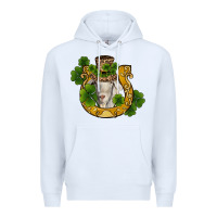 White st patricks day goat horseshoe shamrock Premium Hoodie - RanaPortraitStore