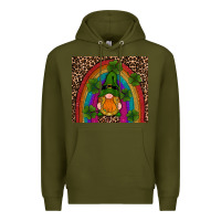 Army Green st patricks day gnomes shamrock rainwow Premium Hoodie - RanaPortraitStore