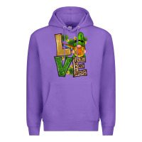 Purple st patricks day gnomes shamrock love Premium Hoodie - RanaPortraitStore