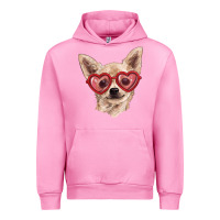 Fuchsia Pink Chihuahua dog with love glasses Urban Hoodie - RanaPortraitStore
