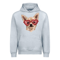 Heather Grey Chihuahua dog with love glasses Urban Hoodie - RanaPortraitStore