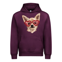Mauve Wine Chihuahua dog with love glasses Urban Hoodie - RanaPortraitStore