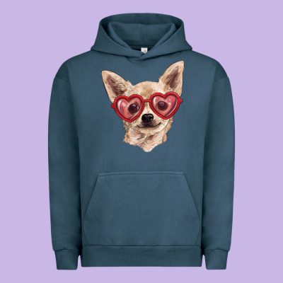 Urban Hoodie Chihuahua dog with love glasses