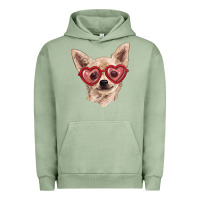 Pigment Oil Green Chihuahua dog with love glasses Urban Hoodie - RanaPortraitStore