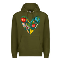 Army Green teacher  heart Premium Hoodie - texasbilliewilder