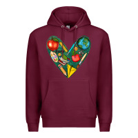 Burgundy teacher  heart Premium Hoodie - texasbilliewilder