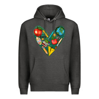 Charcoal Heather teacher  heart Premium Hoodie - texasbilliewilder