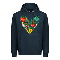 Navy teacher  heart Premium Hoodie - texasbilliewilder