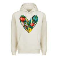 Oatmeal Heather teacher  heart Premium Hoodie - texasbilliewilder