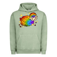Pigment Oil Green rainbow sheep with star Urban Hoodie - texasbilliewilder
