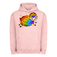 Pigment Salmon rainbow sheep with star Urban Hoodie - texasbilliewilder