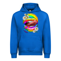 Cobalt rainbow lips with daisies Urban Hoodie - texasbilliewilder