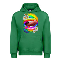 Emerald rainbow lips with daisies Urban Hoodie - texasbilliewilder