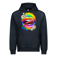 Navy rainbow lips with daisies Urban Hoodie - texasbilliewilder