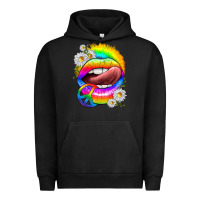 Pigment Black rainbow lips with daisies Urban Hoodie - texasbilliewilder