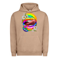 Pigment Burro rainbow lips with daisies Urban Hoodie - texasbilliewilder