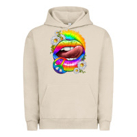 Pigment French Oak rainbow lips with daisies Urban Hoodie - texasbilliewilder