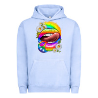 Pigment Grape Ice rainbow lips with daisies Urban Hoodie - texasbilliewilder