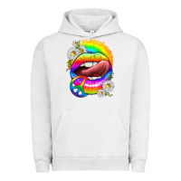 Pigment Lunar Rock rainbow lips with daisies Urban Hoodie - texasbilliewilder