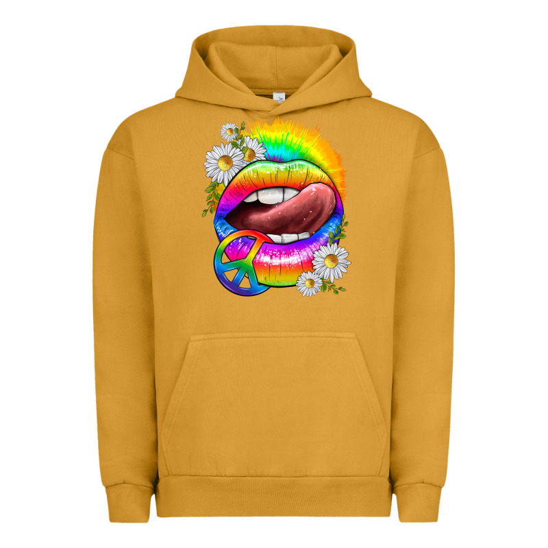 Rainbow Lips With Daisies Urban Hoodie by texasbilliewilder | Teevron