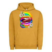 Pigment Peanut Butter rainbow lips with daisies Urban Hoodie - texasbilliewilder