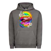 Pigment Tornado rainbow lips with daisies Urban Hoodie - texasbilliewilder